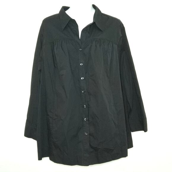 Susan Graver Button Down Pleated Long Sleeve Collared Blouse Size 3X - Picture 1 of 4